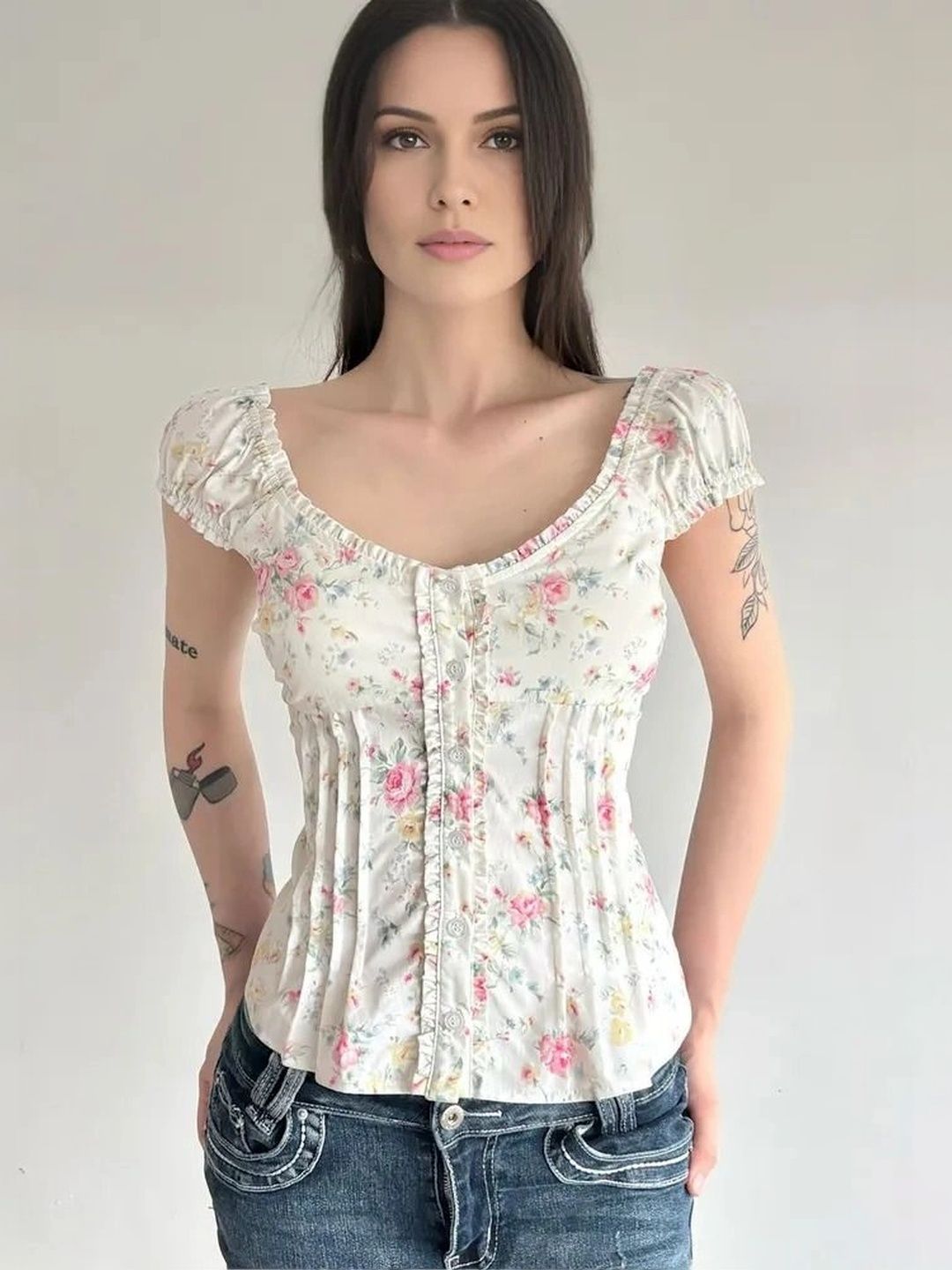 LULU & SKY Floral Print Puff Sleeve Top-picture-44