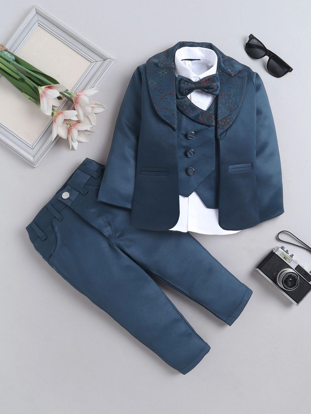 Miss & Chief BoysSelf Design Shawl Collar 3 Piece Suits-picture-20