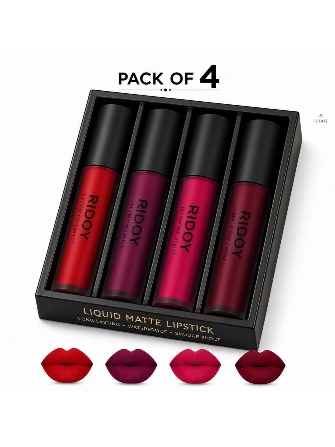 ridoy Set Of 4 Waterproof Liquid Matte Lipstick-3 ml Each - Classic Red-Berry Plum-picture-34