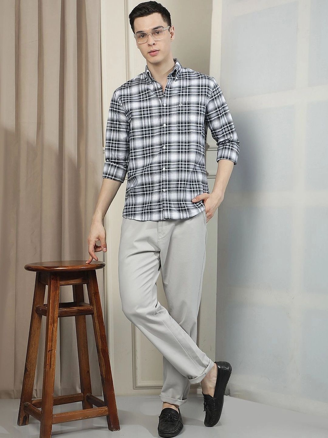 Crimsoune Club Men Slim Fit Tartan Checks Checked Casual Shirt-picture-30
