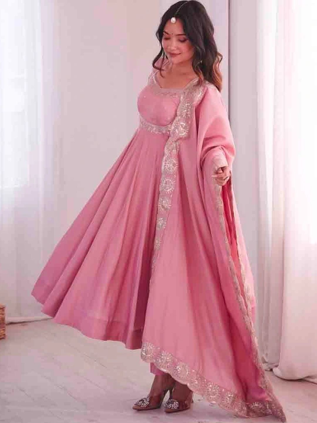 SHREYAFATION Women Embroidered Empire Thread Work Kurta with Trousers & With Dupatta-picture-50