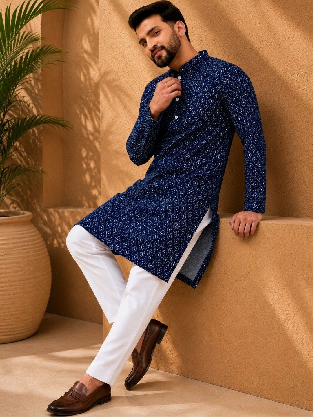 CELLUX Men Printed Regular Kurta with Trousers-picture-15