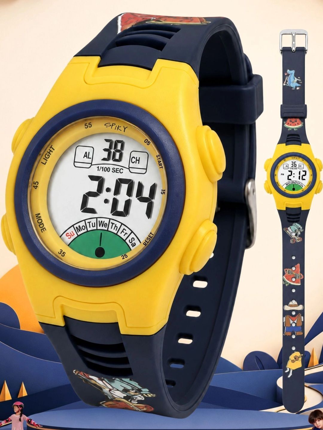 Spiky Unisex Kids Dial & Straps Digital Chronograph Watch SPKEVA52_C4_YLW-picture-16