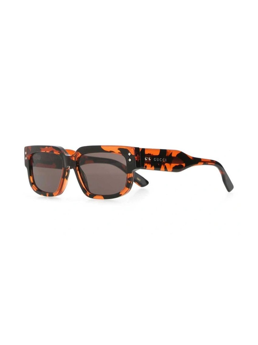 Gucci Men Grey Lens & Brown Rectangle Sunglasses with-image-9