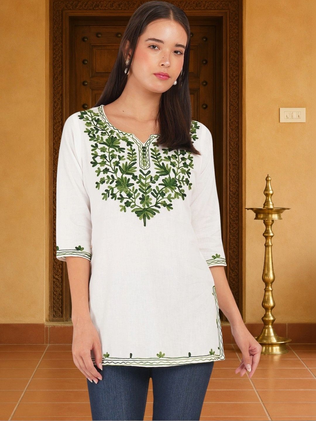 KALINI Women Embroidered Thread Work Khadi Kurta-picture-30