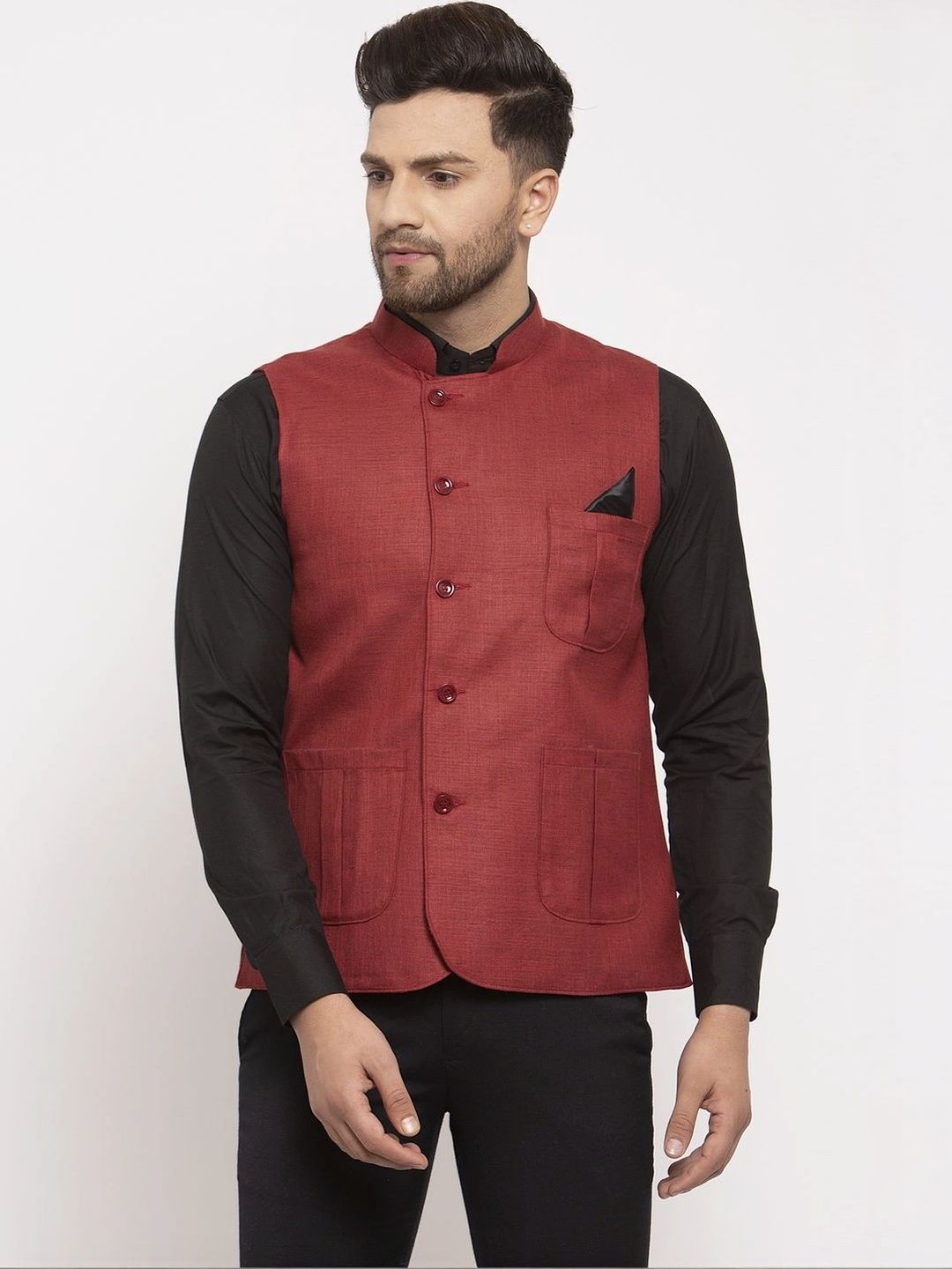 Moda Rapido Woven Design Nehru Jacket-picture-33