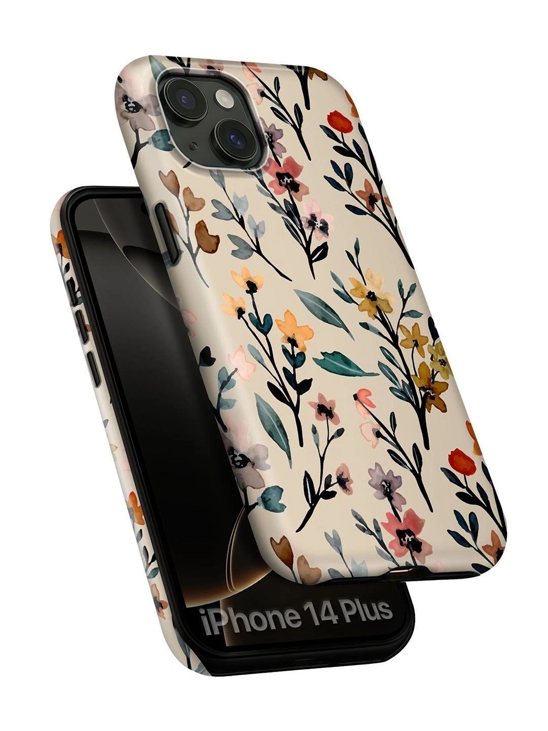 QRIOH Floral Printed iPhone 14 Plus Back Case Mobile Accessories-image-45