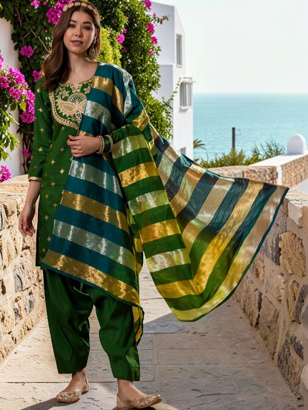 TASRIKA Women Ethnic Motifs Embroidered Regular Kurta with Patiala & With Dupatta-picture-53