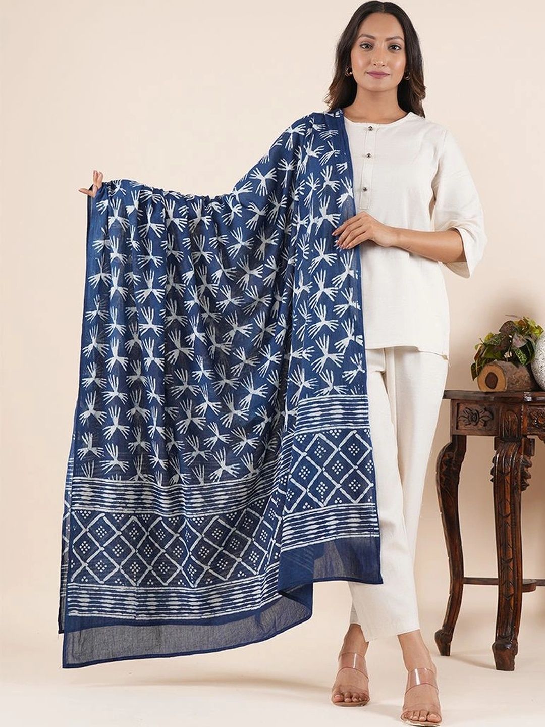 Style Shoes Ethnic Motifs Printed Pure Cotton Block Print Dupatta-image-26