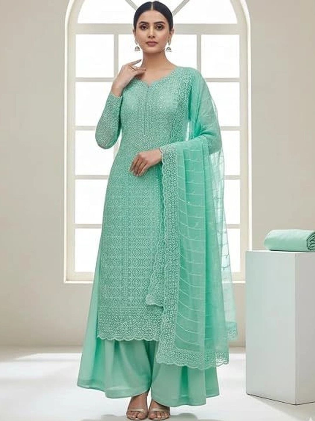 Haranozy Embroidered Semi-Stitched Dress Material-picture-32