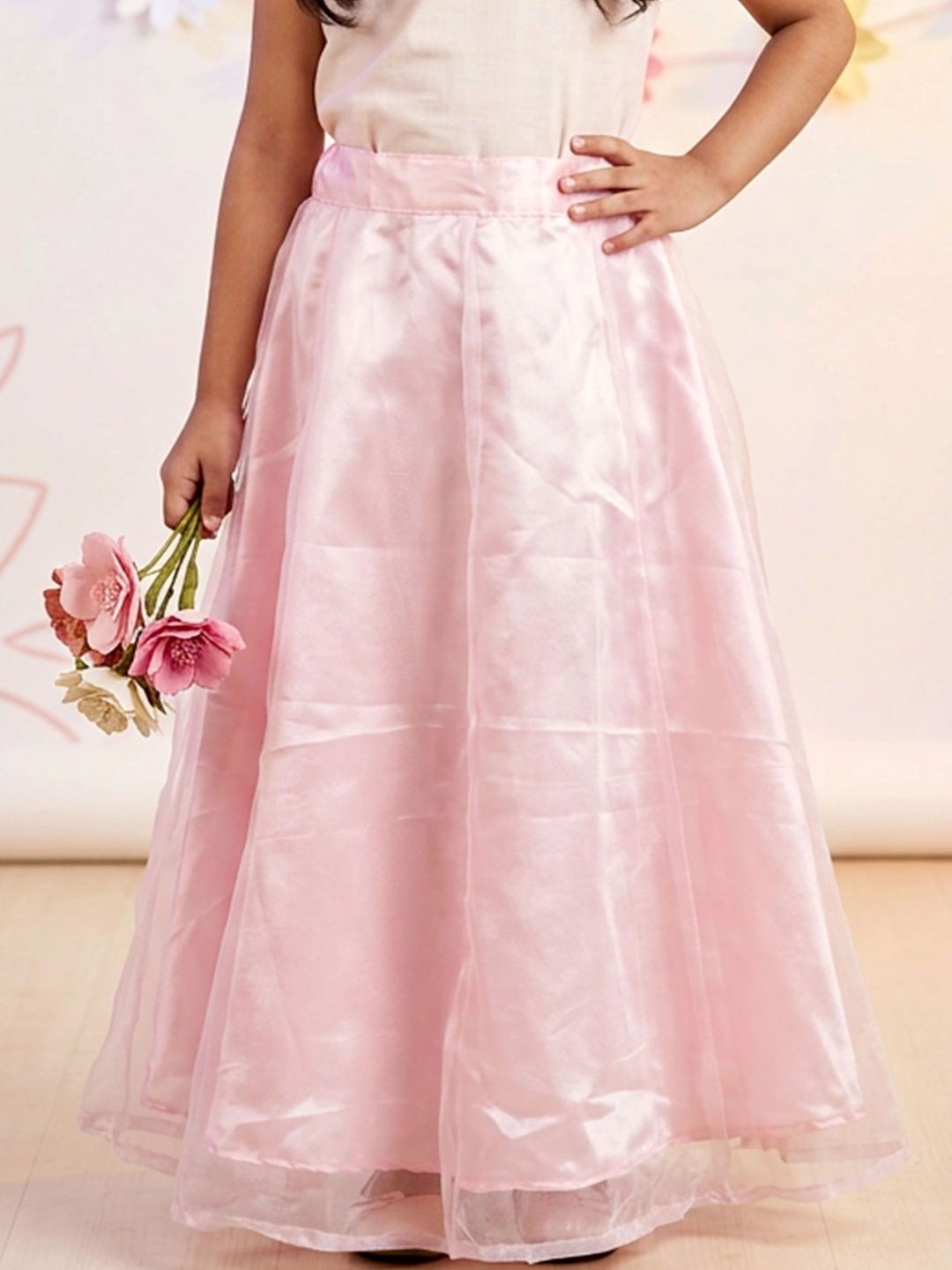 KiddoPanti Girls Georgette Tulle Maxi A-Line Skirt-image-5