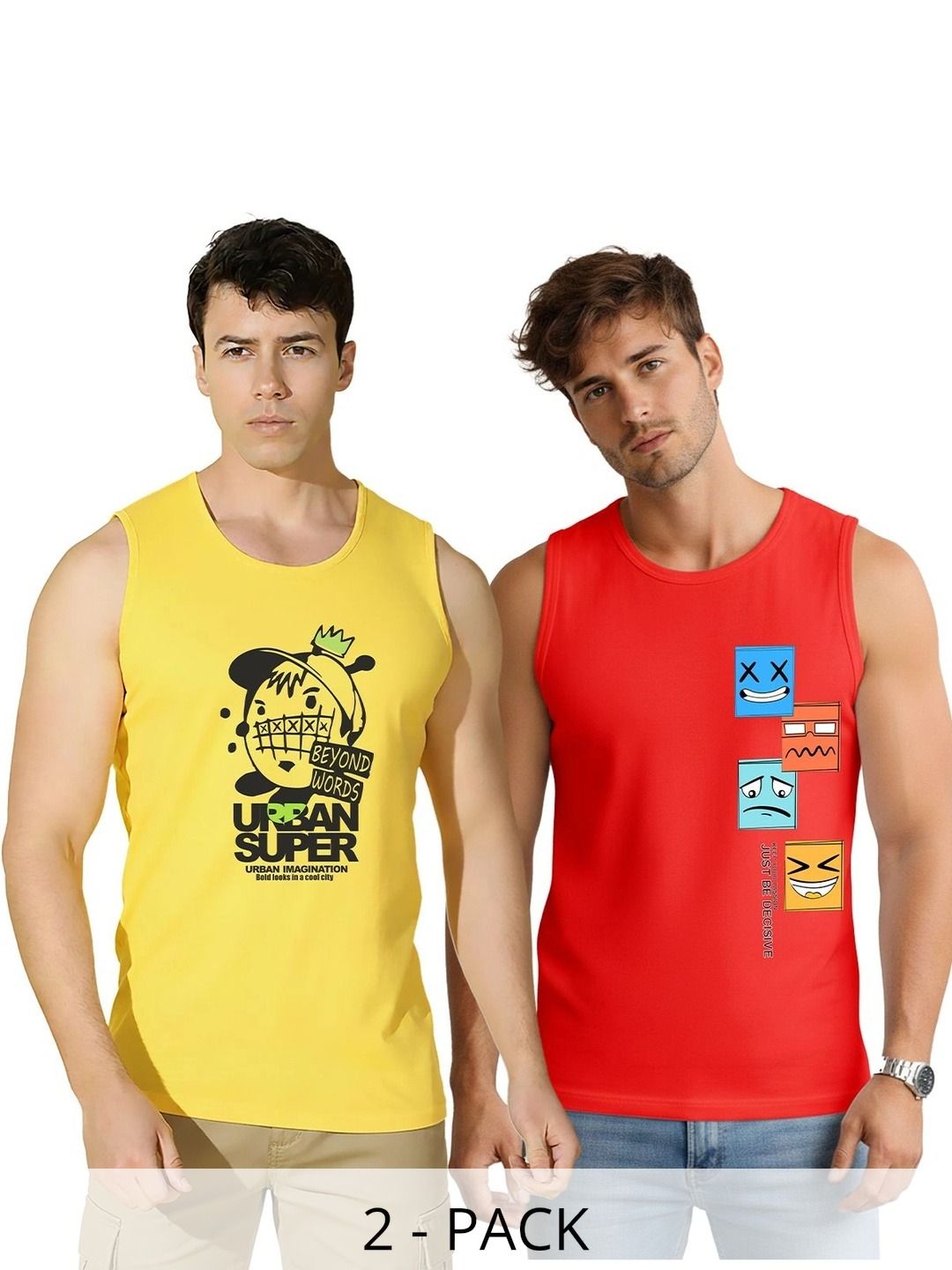 MINISTRY OF FRIENDS Pack of 2 Printed Cotton Tank-picture-32