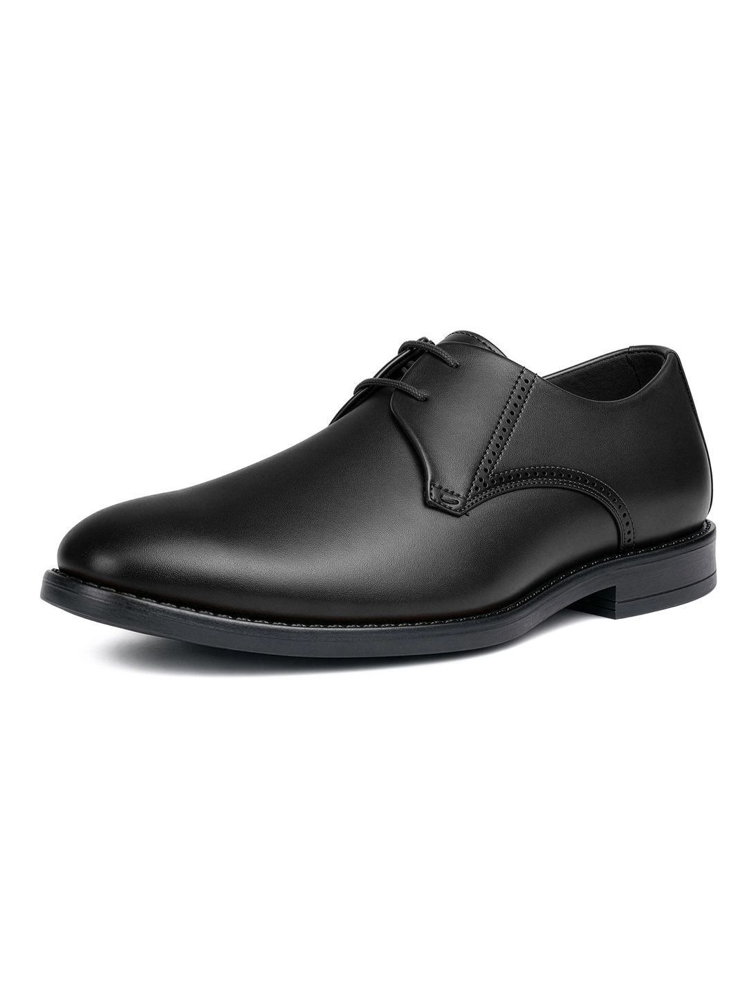 LOUIS STITCH Men Textured PU Round Toe Lace-Ups Derbys Formal Shoes-picture-30