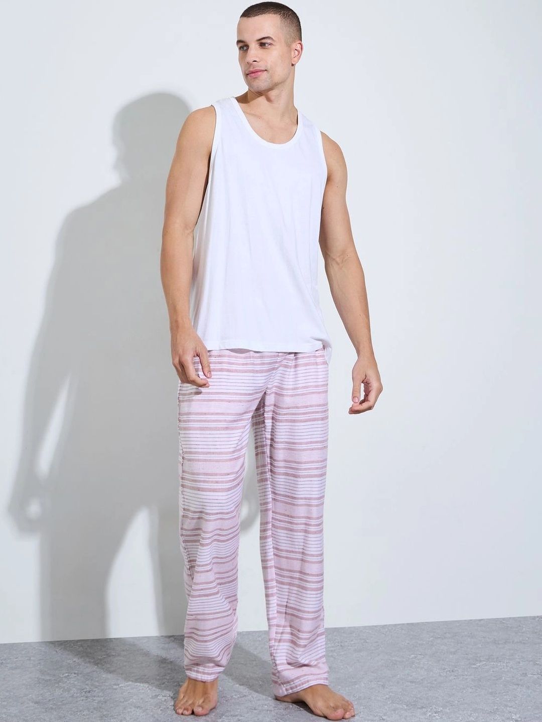 Styli Men Striped Mid-Rise Relaxed-Fit Lounge Pants-picture-23