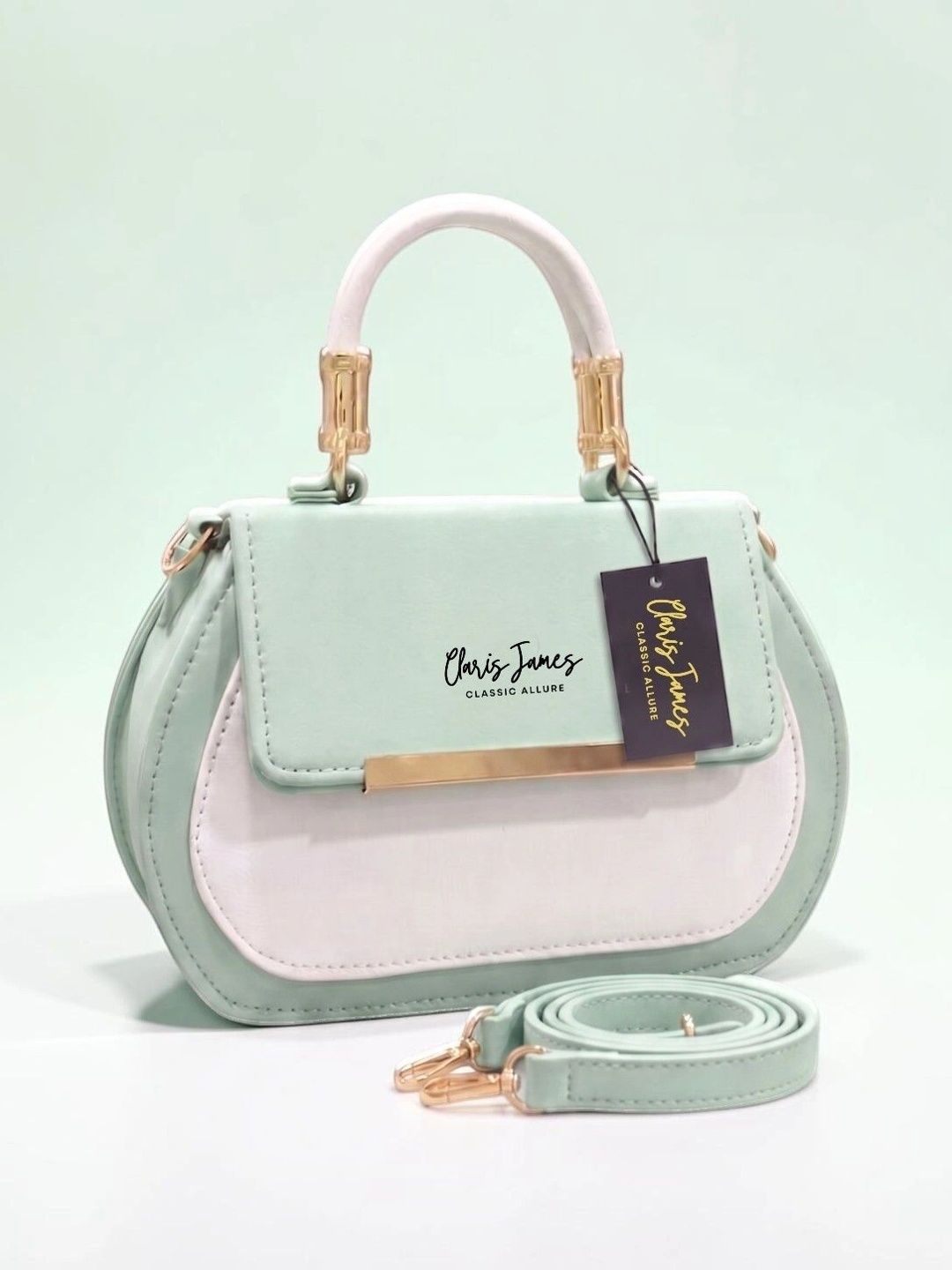 CLARIS JAMES Colourblocked PU Handheld Bag-picture-31
