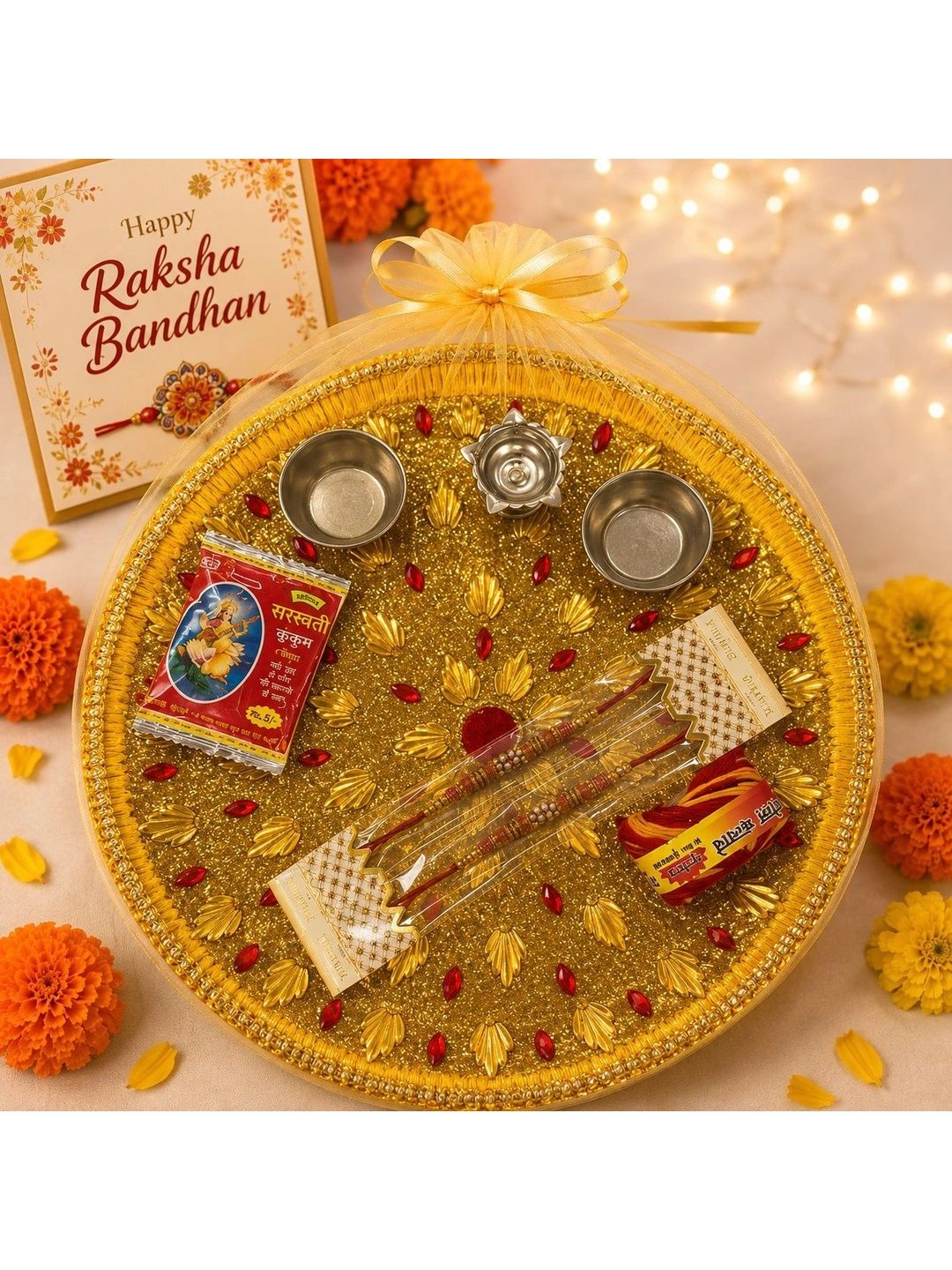 Aura Set Of 2 Rakhi With Pooja Thali-picture-25