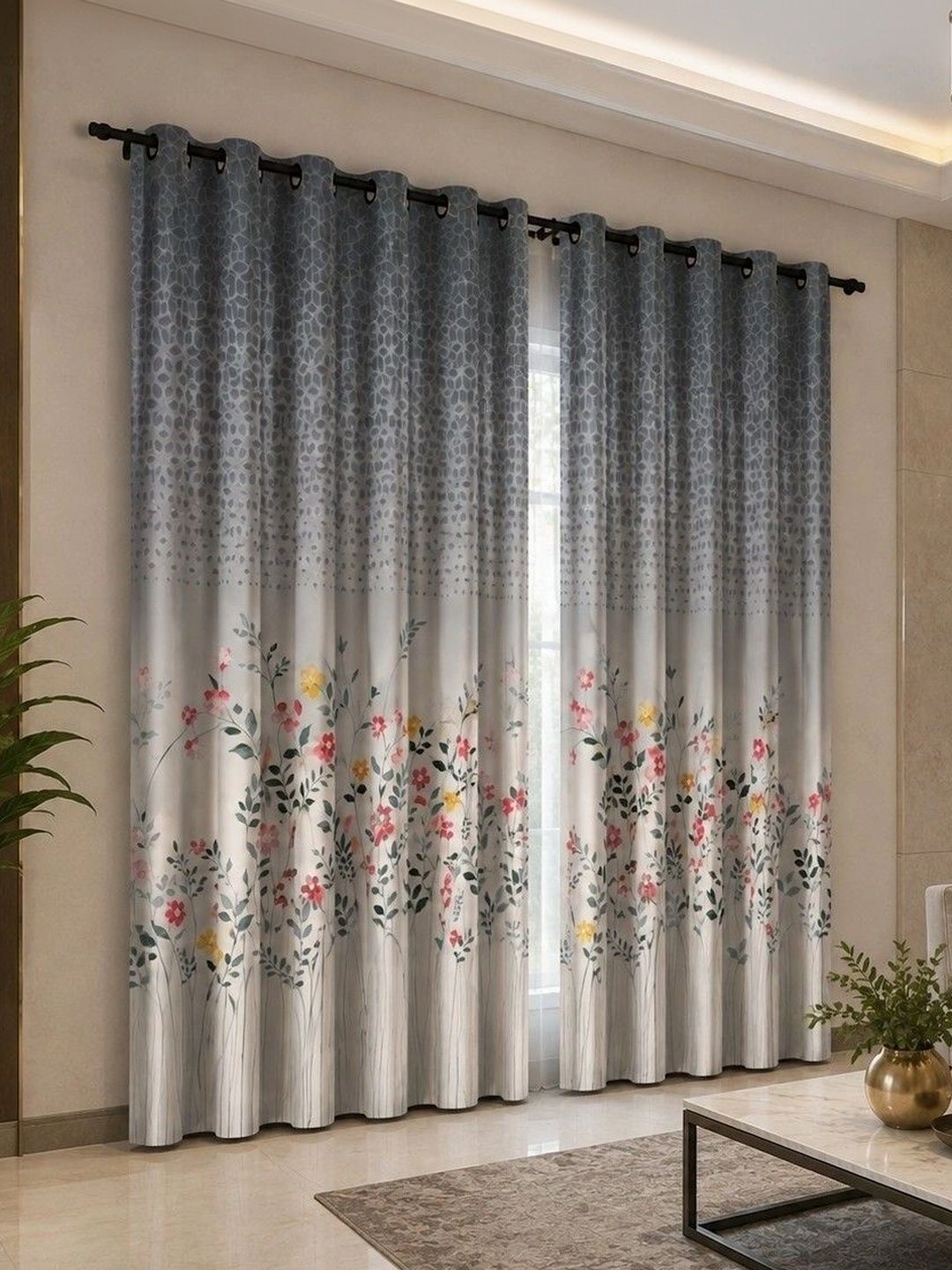 VRINDAKUL Multicoloured Floral Long Door Curtain-picture-45