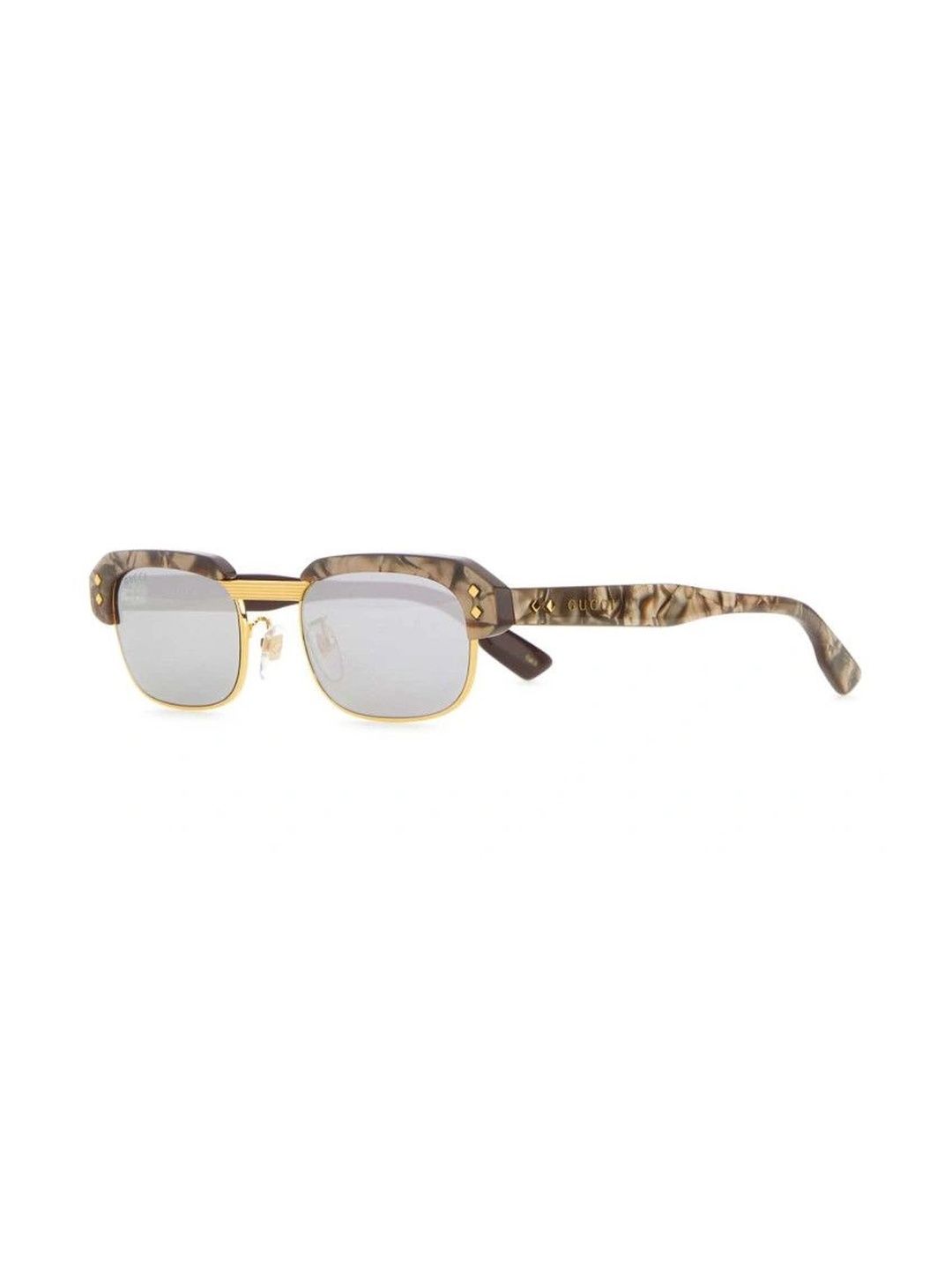 Gucci Women Grey Lens & Gold-Toned Rectangle Sunglasses with-image-39