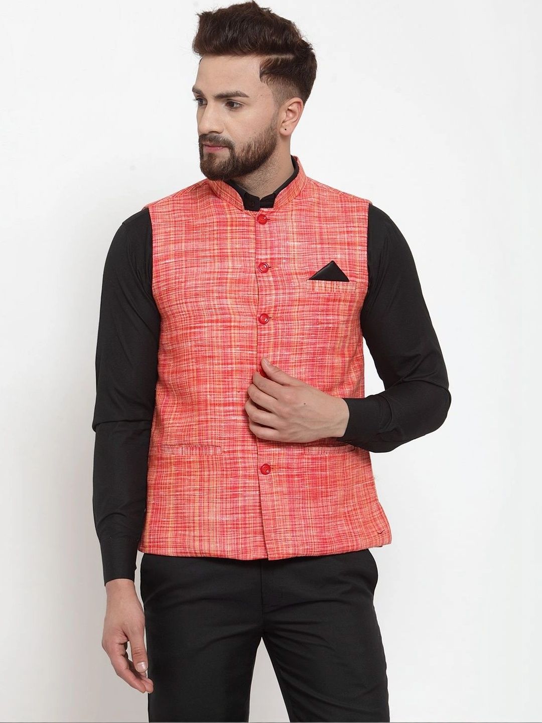 Moda Rapido Woven Design Pure Cotton Woven Nehru Jacket-picture-21