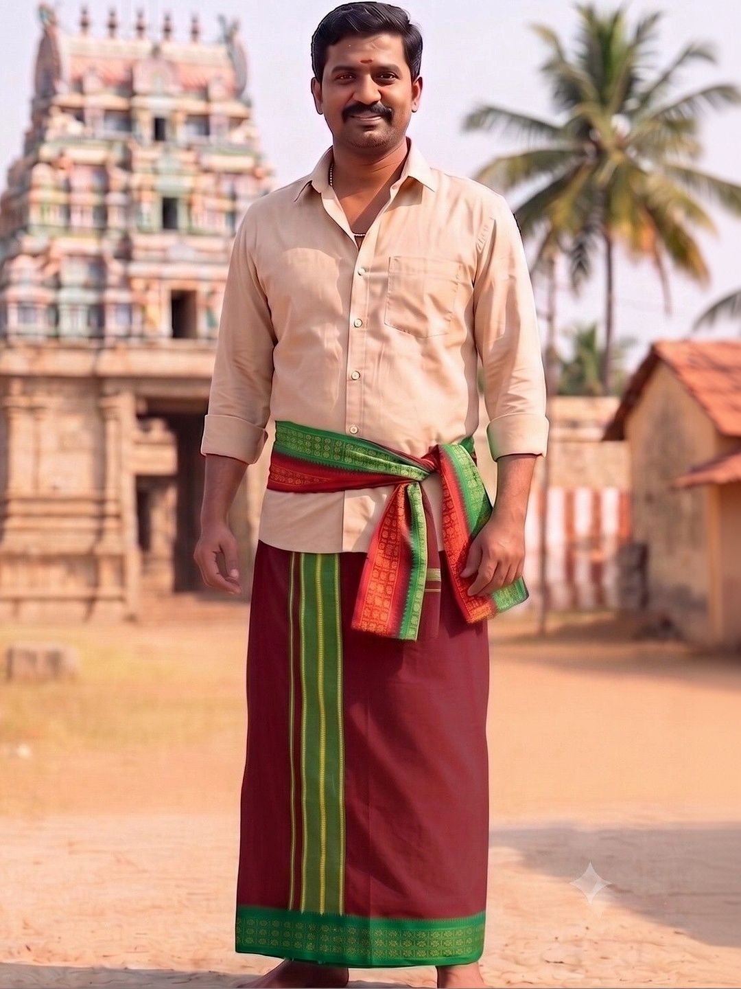 Hornbill Enterprises Men Striped Cotton Dhoti Dhotis-picture-38