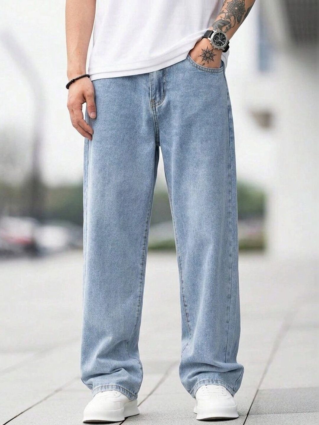 Classic Torch Men Loose Relaxed Fit Mid-Rise Light Fade Jeans-picture-22