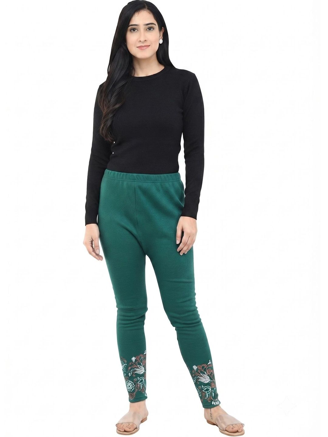 IndiWeaves Bottom Printed Woollen Warm Ankle Length Leggings-image-4