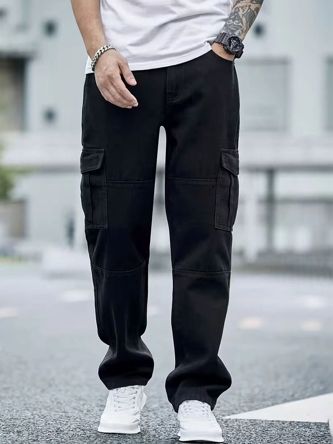 MAKPAK Men Jean Relaxed Fit Mid-Rise Stretchable Jeans-picture-19