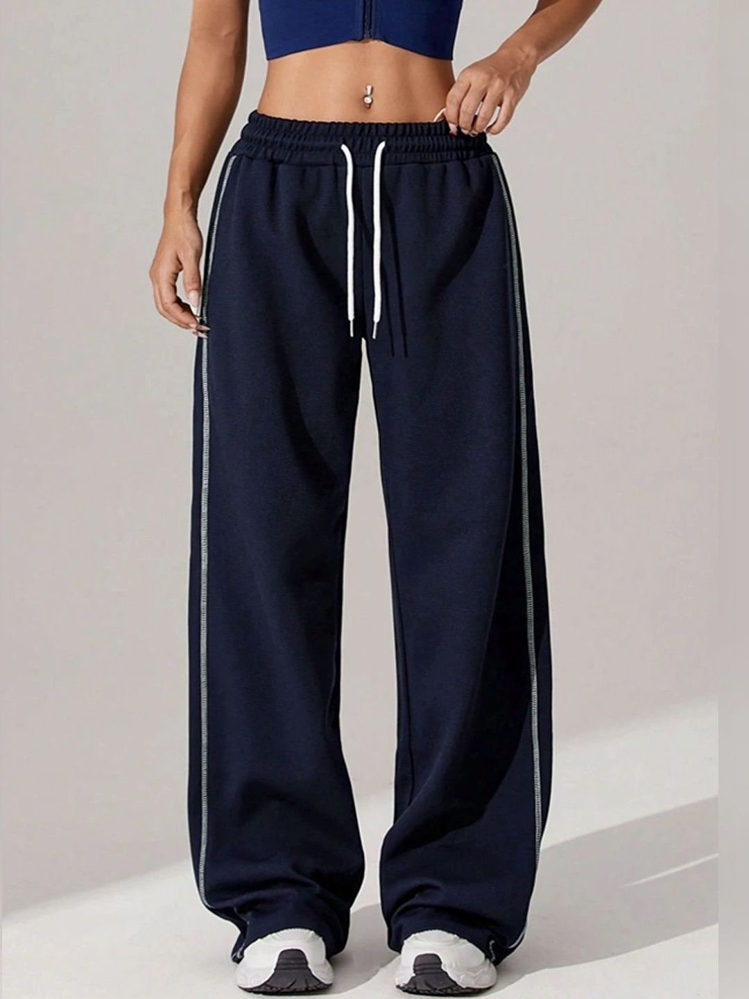 LERIYA FASHION Women Striped Tailored High-Rise Trousers-picture-35