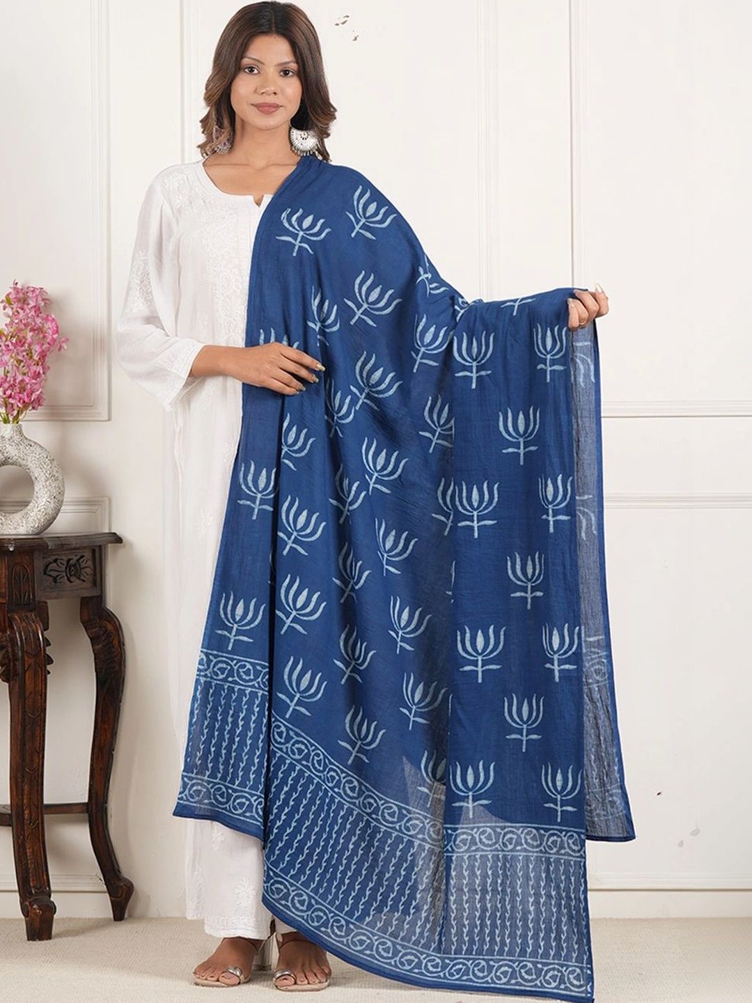 Style Shoes Ethnic Motifs Printed Pure Cotton Block Print Dupatta-image-47