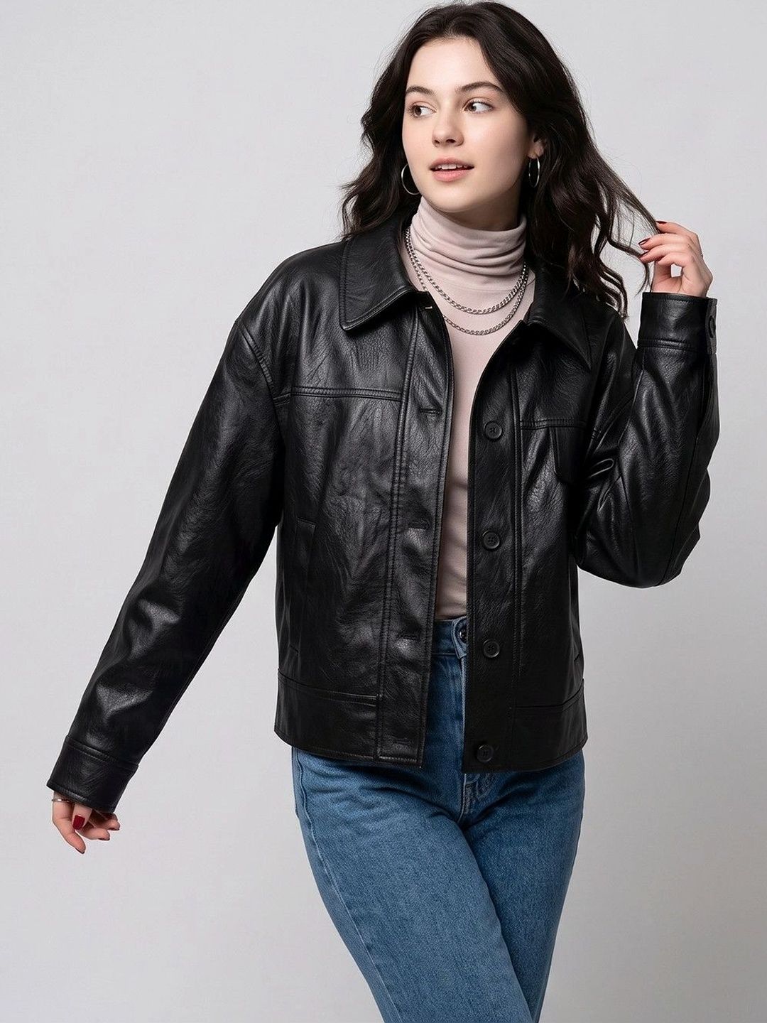Suo Women Polyester Spread Collar Jacket-picture-23