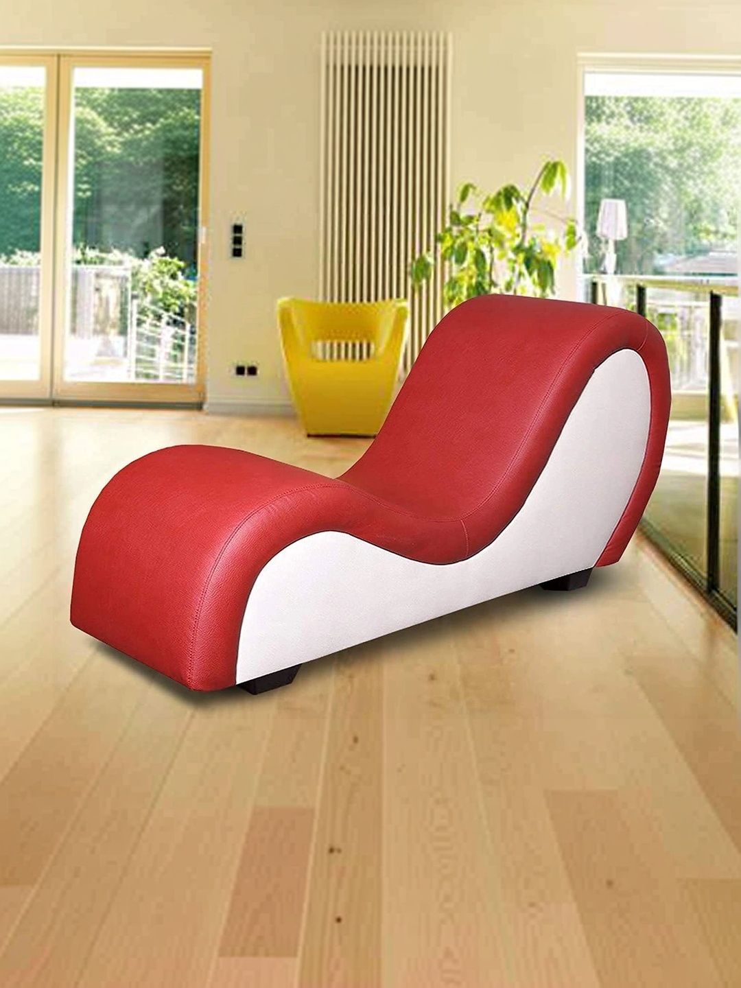Soul craft White & Red Textured Wooden Lounge Chair-image-19