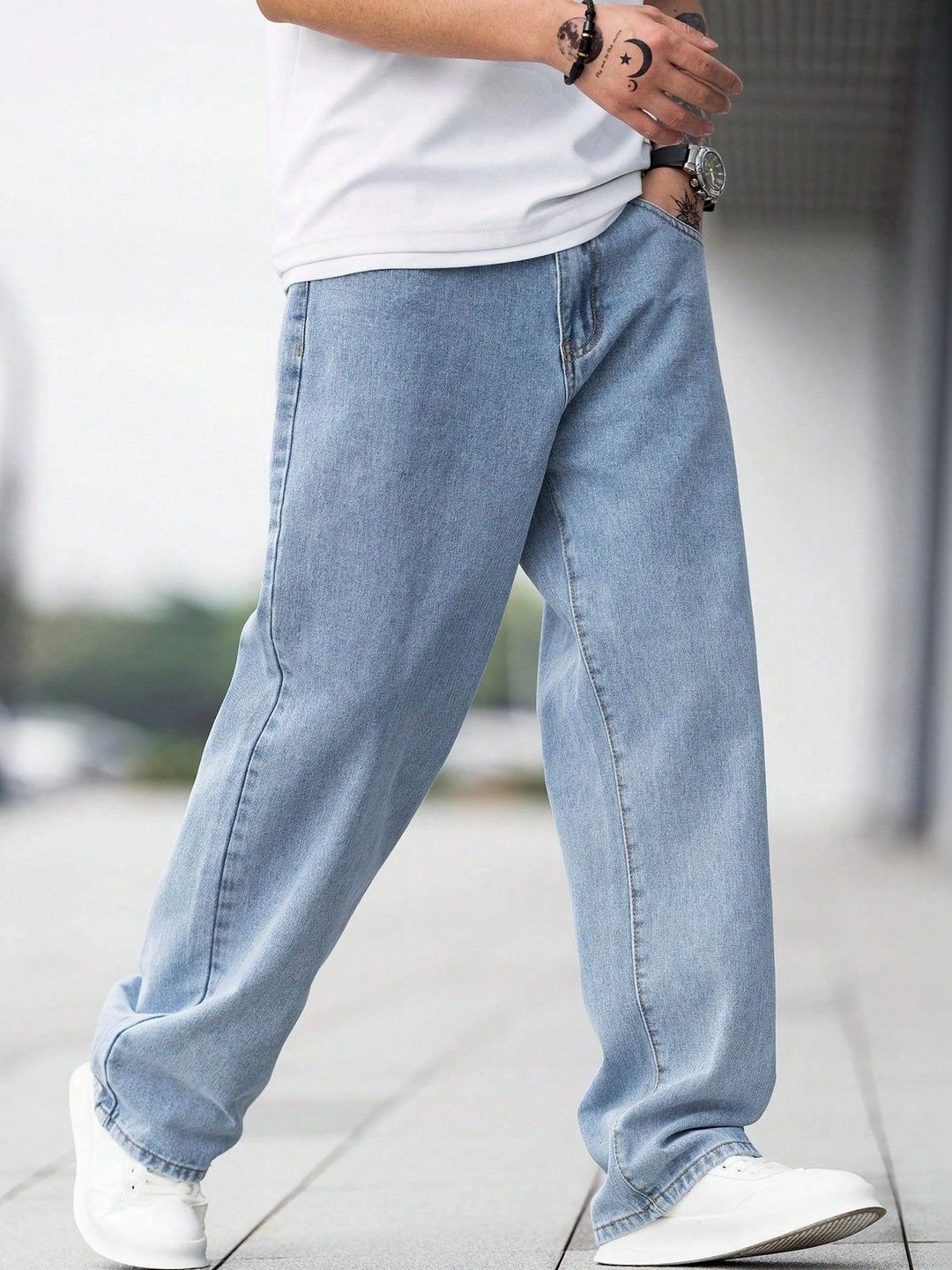 Classic Torch Men Loose Relaxed Fit Mid-Rise Light Fade Jeans-picture-15