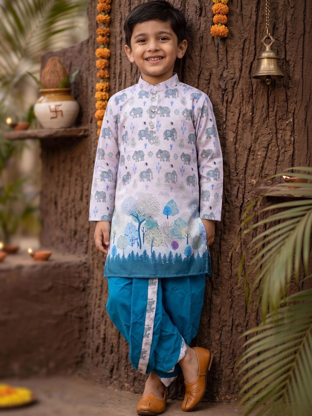 AHLAN APPARELS Boys Ethnic Motifs Printed Regular Kurta with Dhoti Pants-picture-29