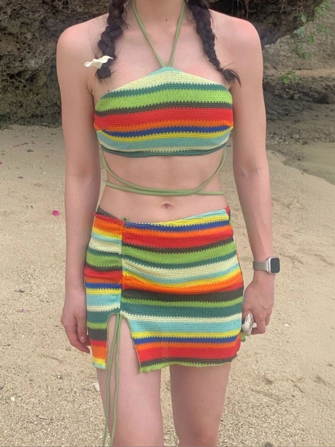 LULU & SKY Striped 3pc Swim Bikini Set-image-11