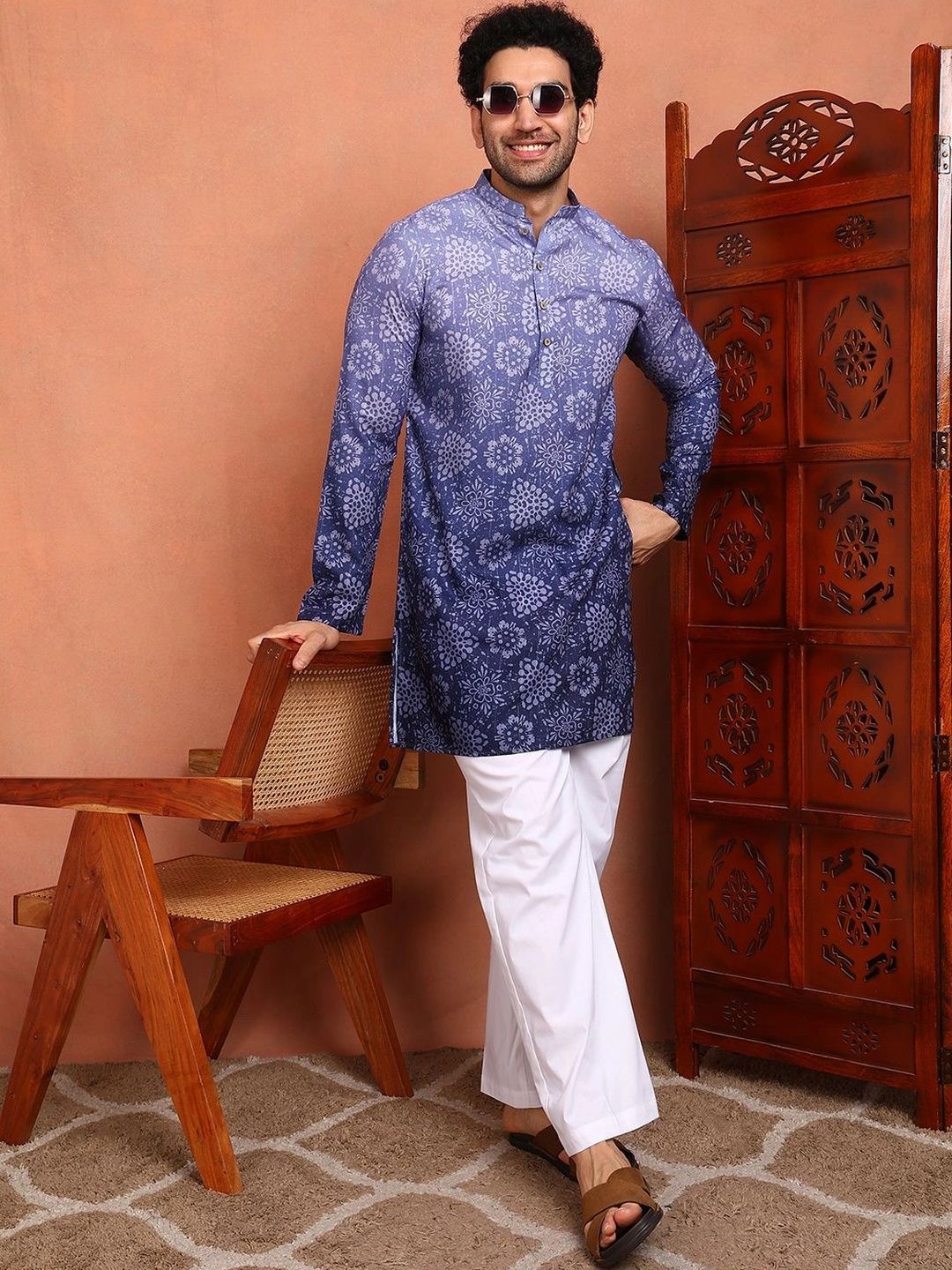 See Designs Men Floral Printed Regular Kurta with Pyjamas-picture-51