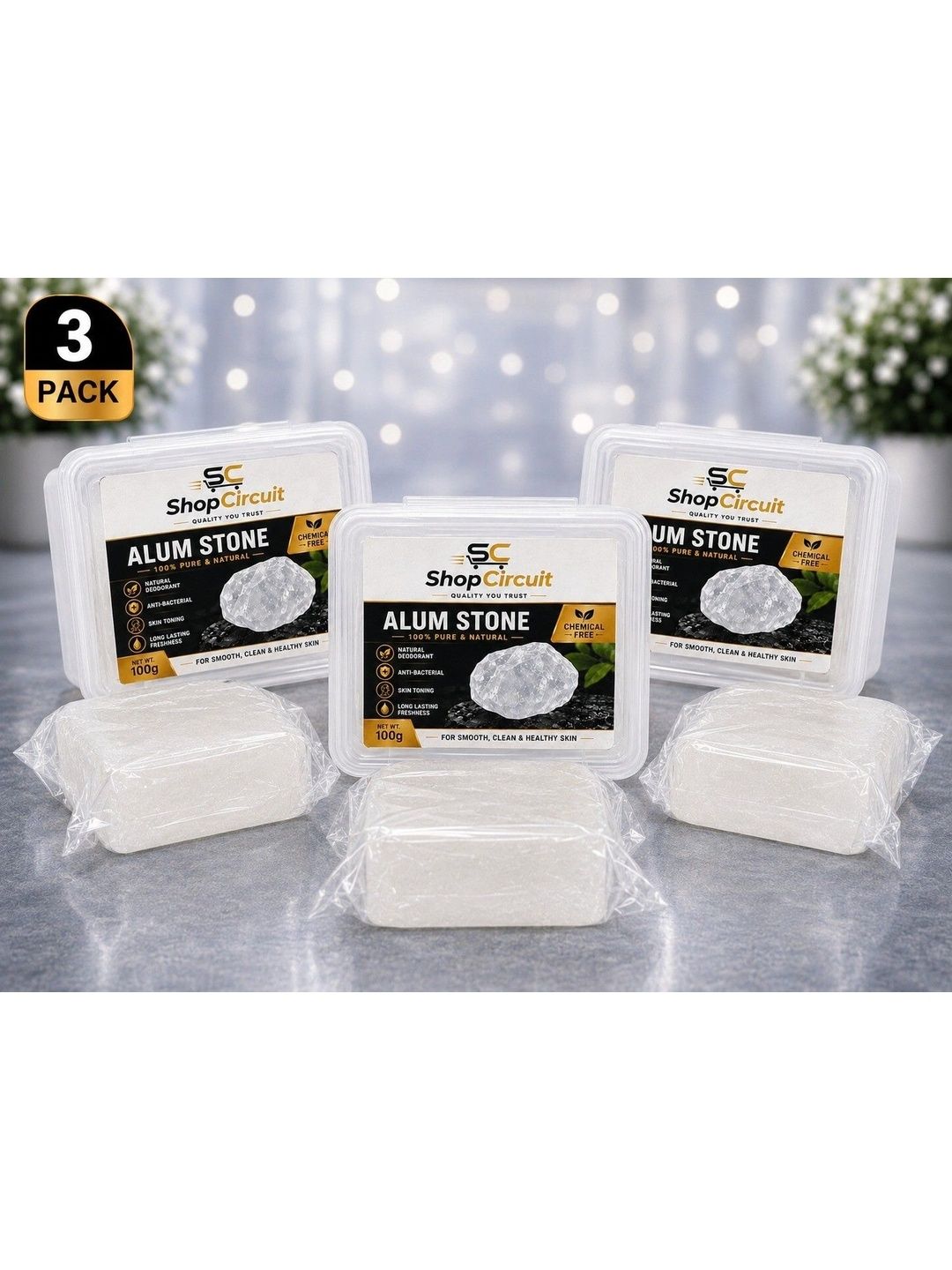 ShopCircuit Set of 3 Pure Alum Stone - 100 g Each-image-28