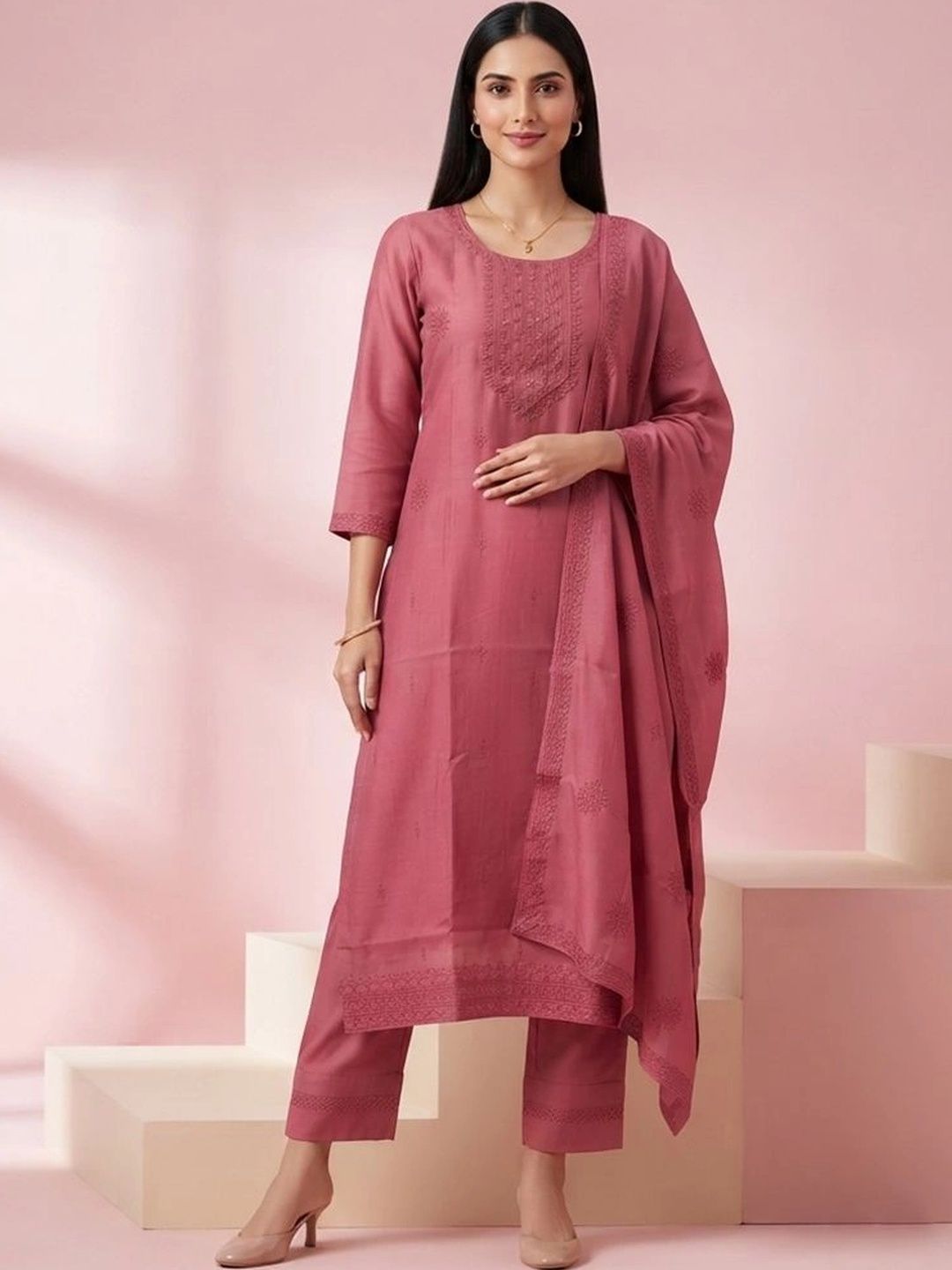 gokurtis Embroidered Thread Work Pure Cotton Blend Handloom Thread Work Kurti-picture-13