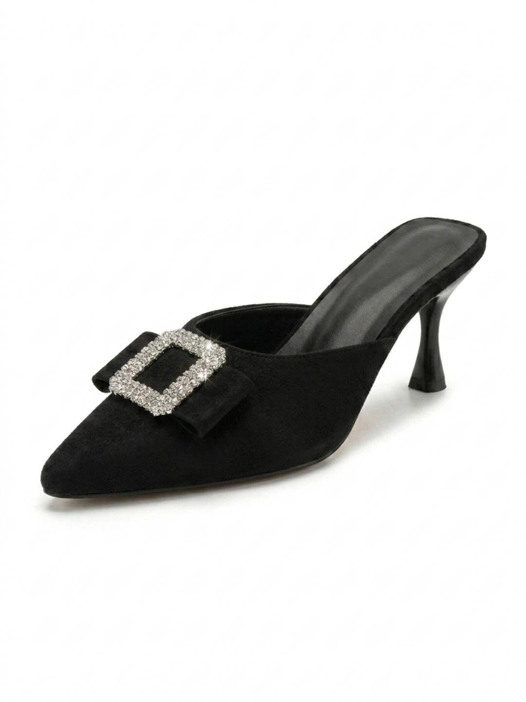 Baespice Textured Party Slim Heeled Mules with Buckles-picture-23