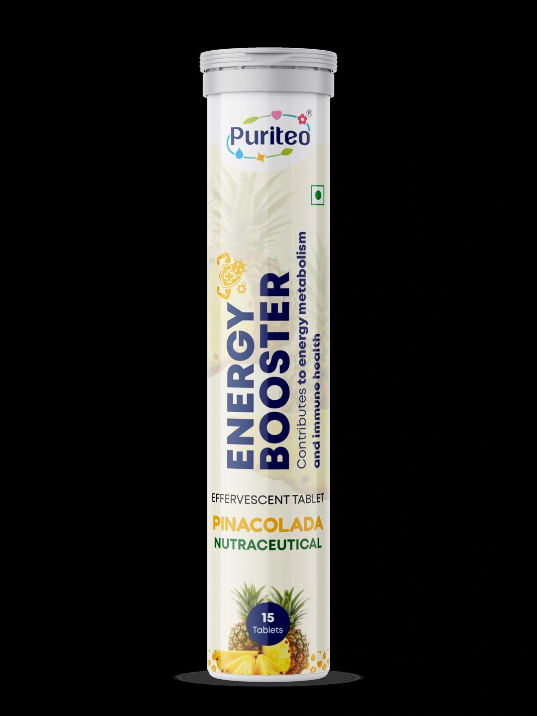 Puriteo Energy Booster Effervescent Tablets - 15 Tablets - Pinacolada-image-2