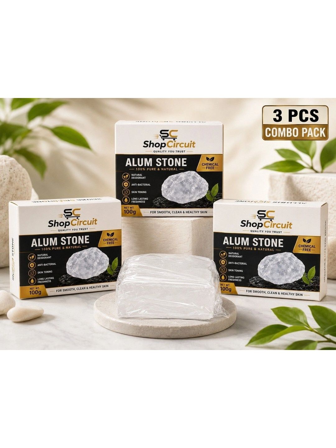 ShopCircuit Set of 3 Pure Alum Stone - 100 g Each-image-31