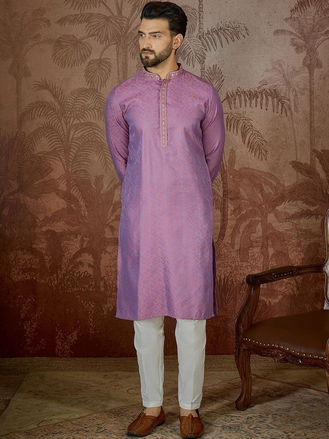 House of Pataudi Men Thread Work Kurta-picture-17