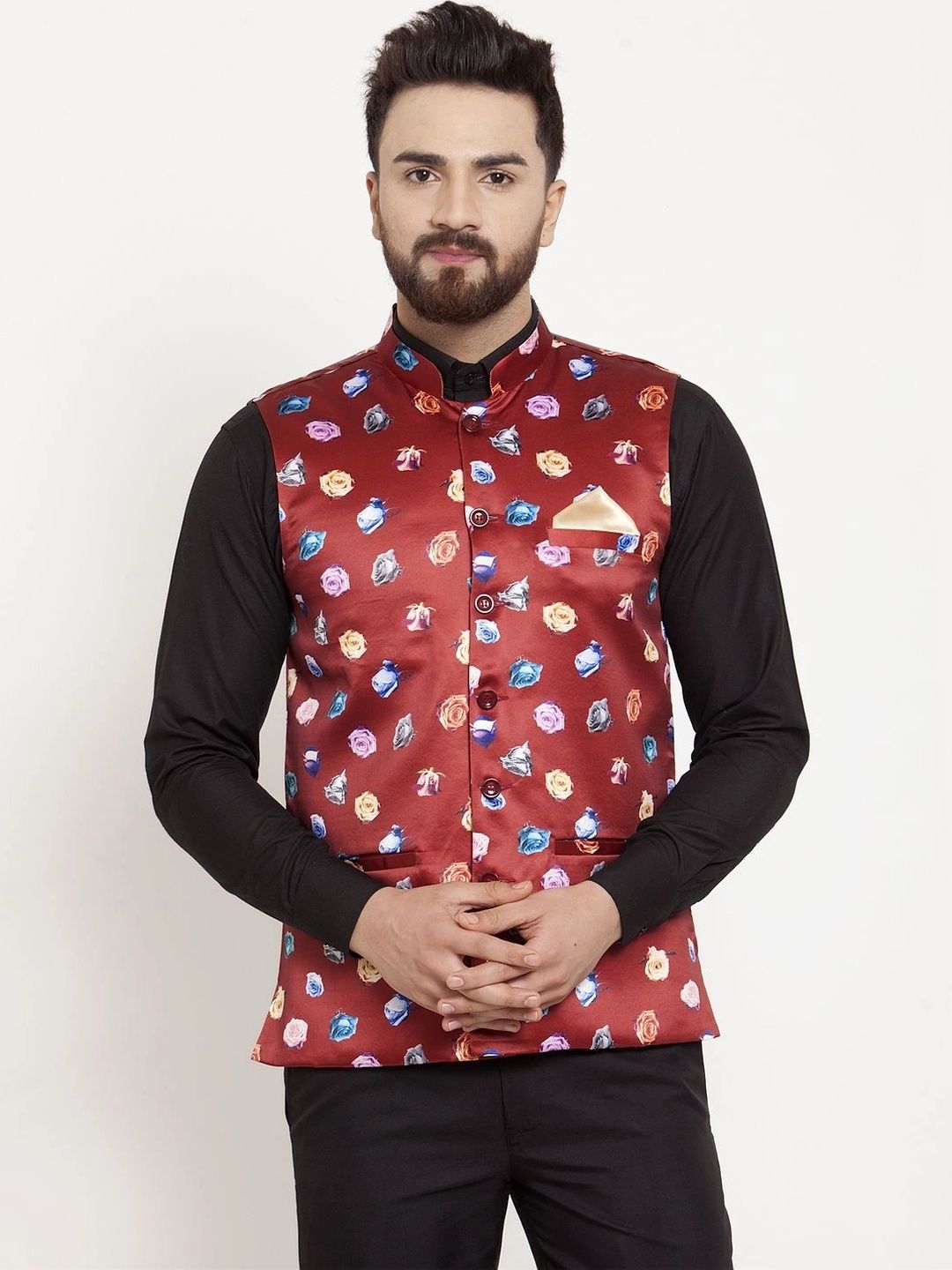 Moda Rapido Floral Printed Pure Cotton Woven Nehru Jacket-picture-40
