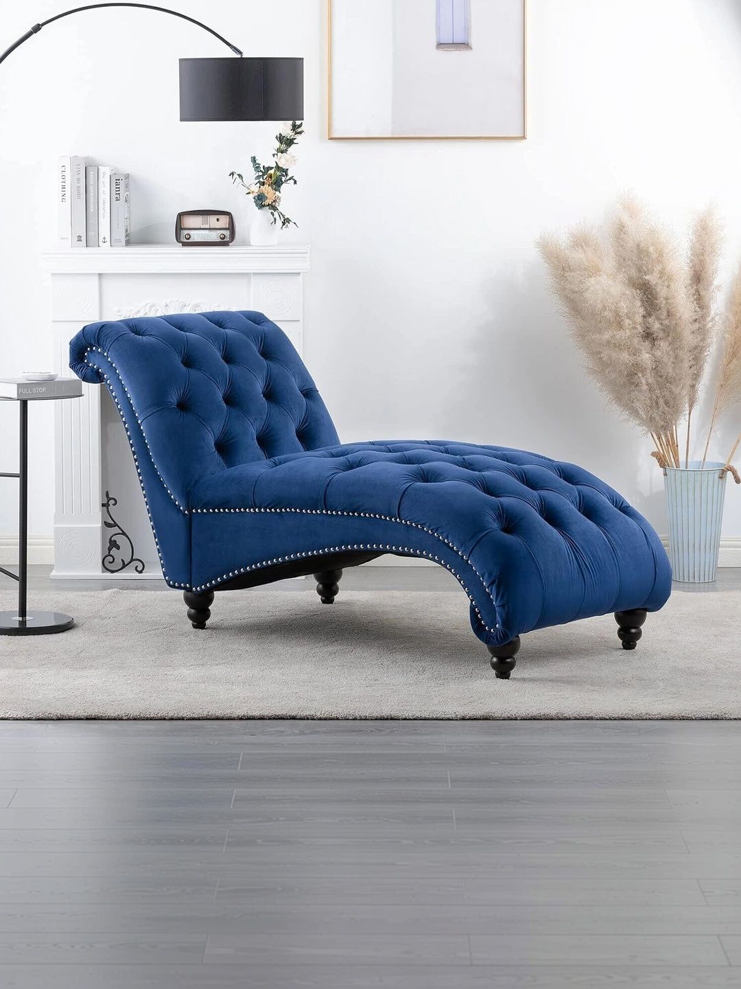 INDIAWOODMART Blue Wooden Lounge Chair-picture-15