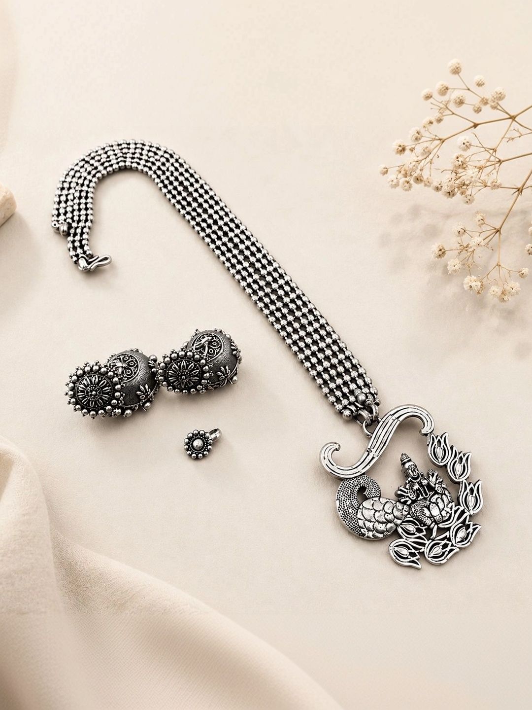 Arch gallery Brass-Plated Oxidised Necklace and Earrings-picture-30
