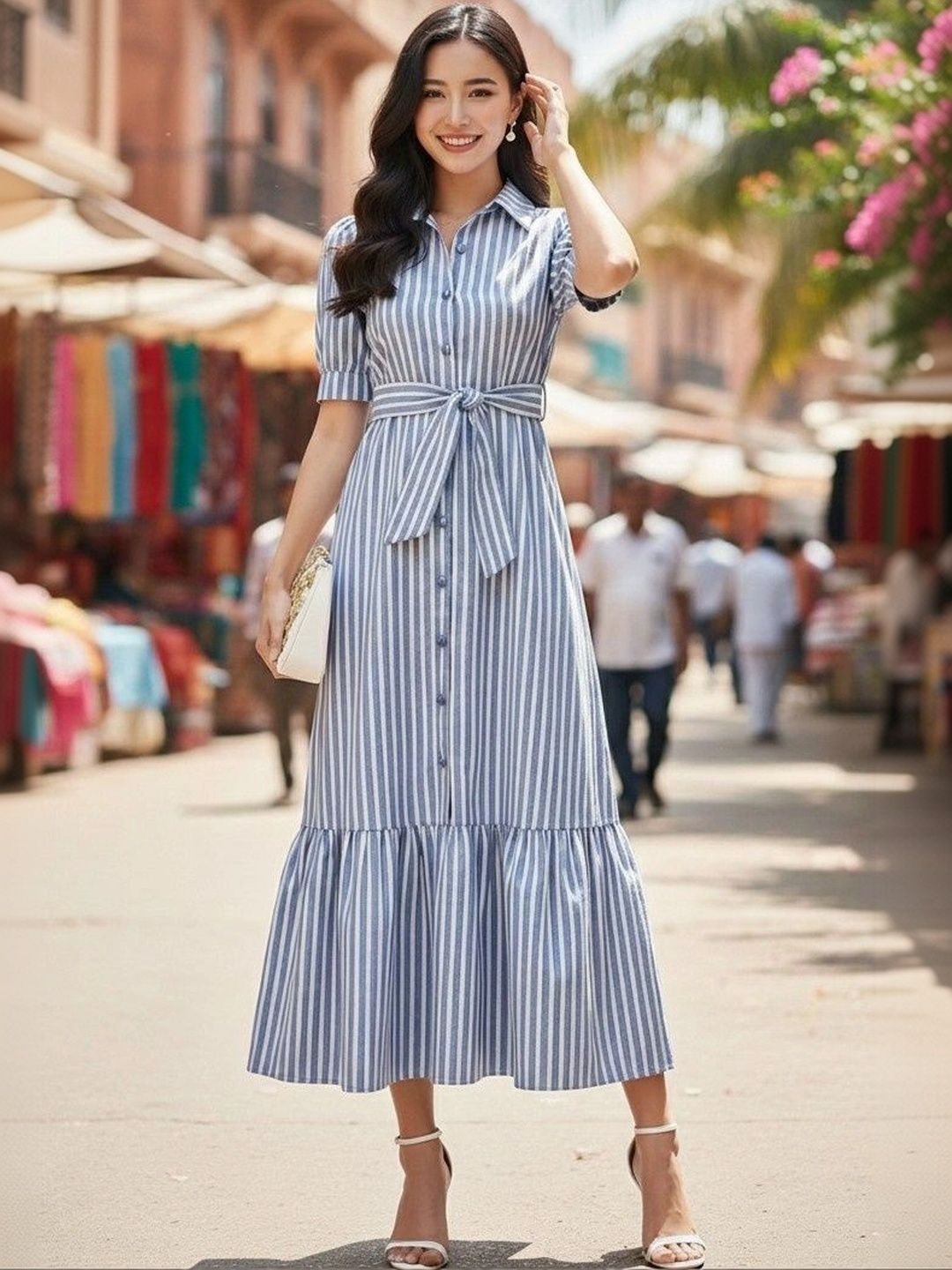 Roadster Striped A-Line Midi Dress-picture-12