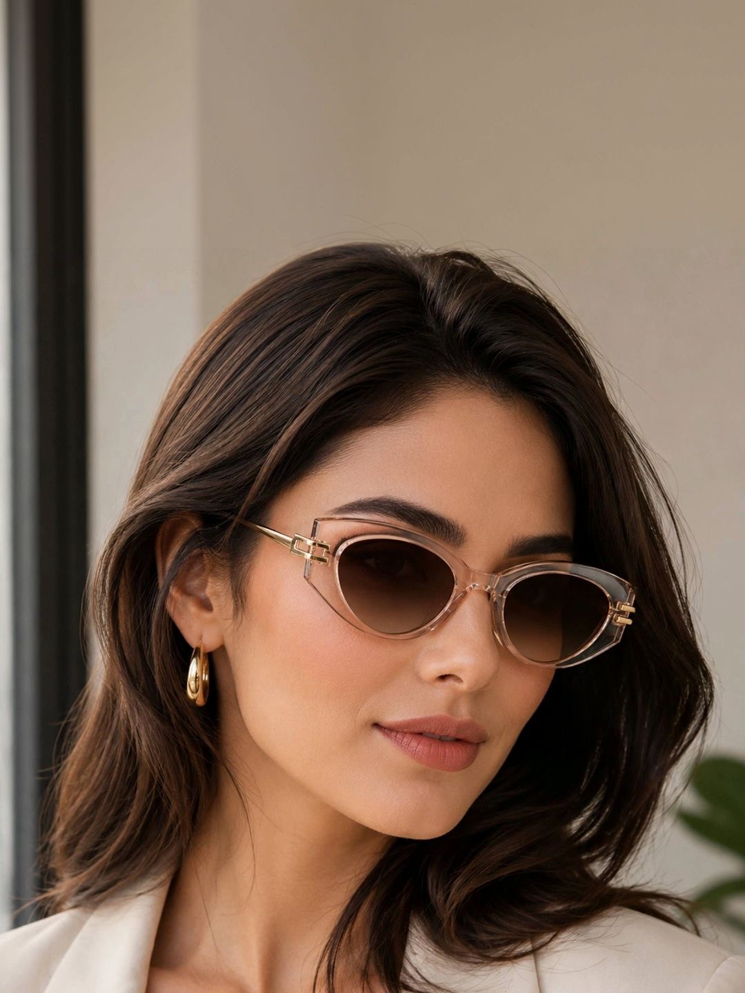 LensKandy Women Brown Lens & Gold-Toned Cateye Sunglasses with-picture-4