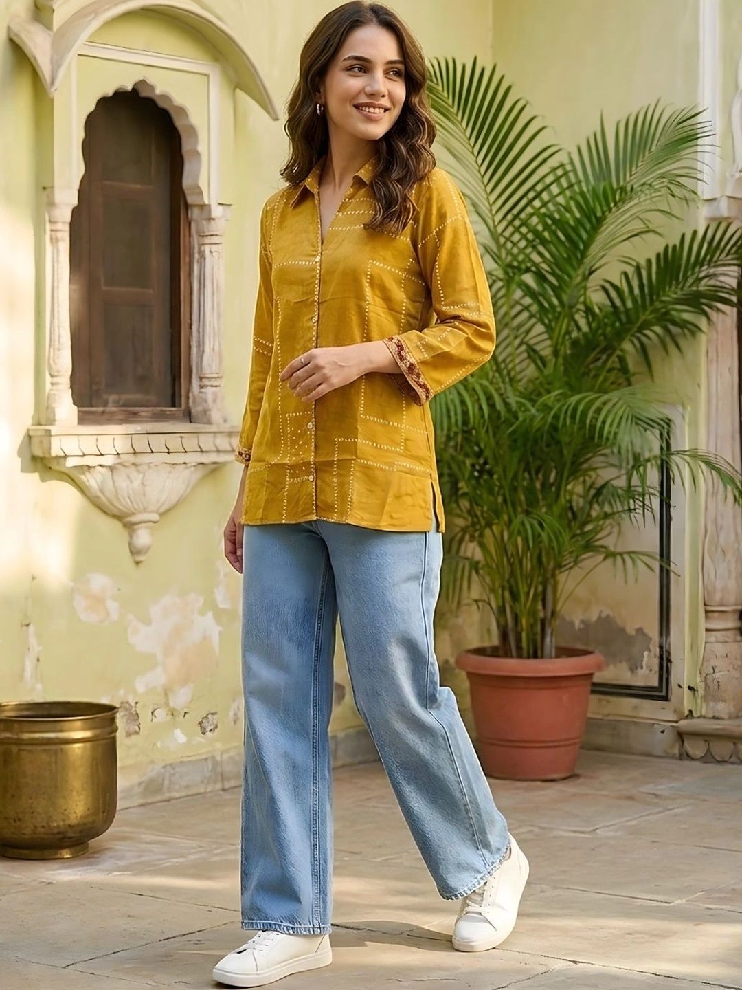 Banwaree Print Ethnic Crepe Shirt Style Top-picture-17
