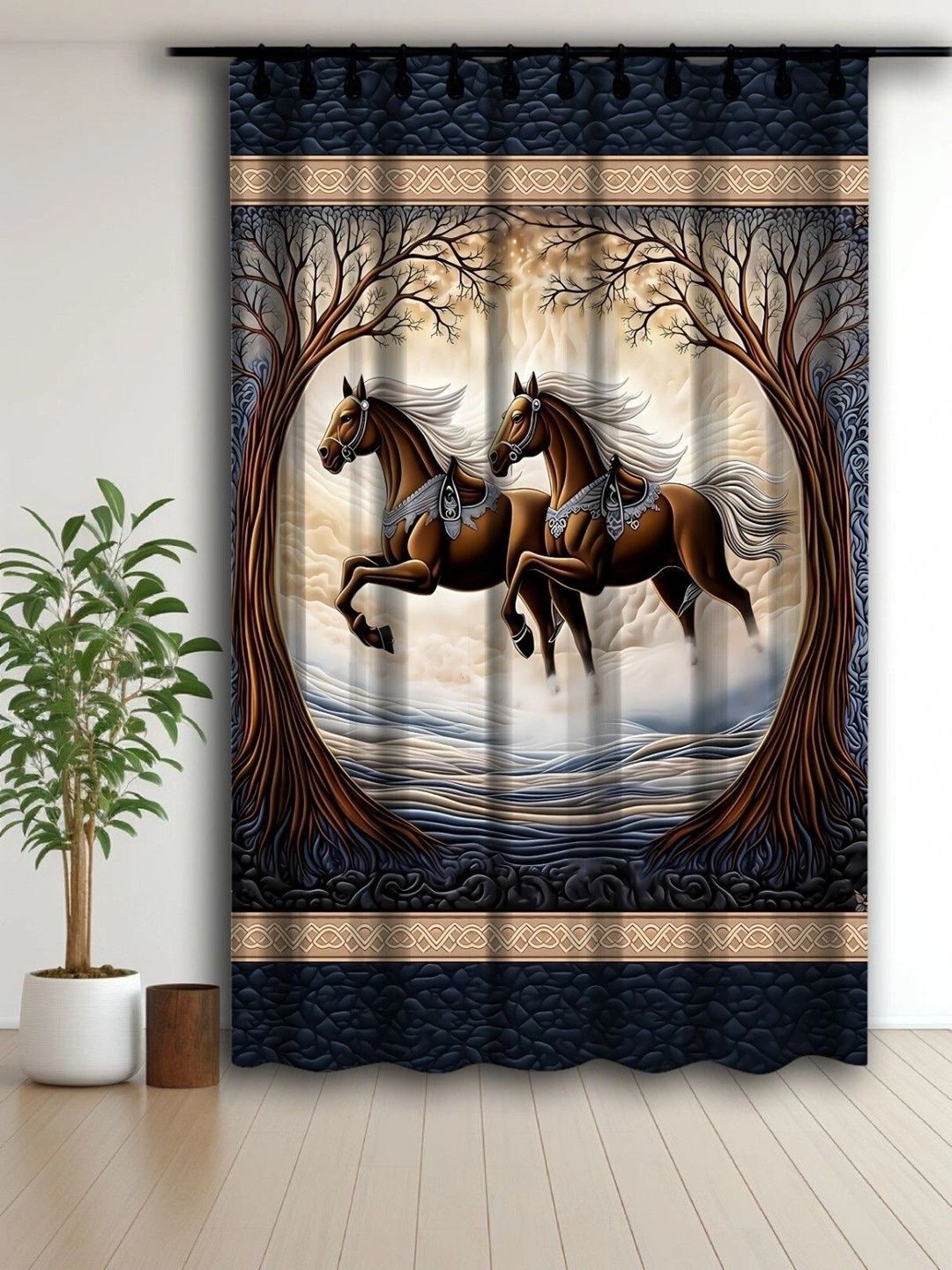 VRINDAKUL Black Ethnic Motifs Long Door Curtain-picture-23
