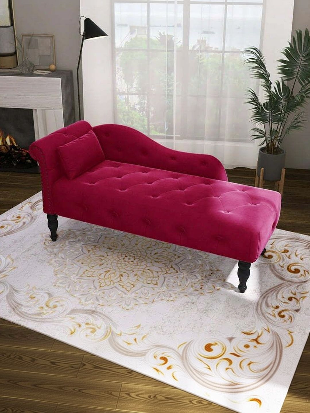INDIAWOODMART Red Wooden 2 Seater Sofa-image-21