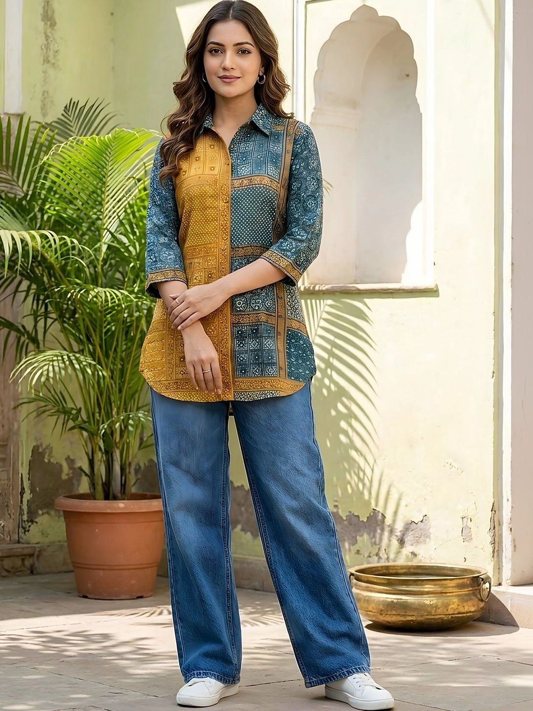 Banwaree Print Ethnic Crepe Top-picture-12